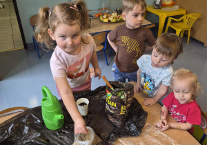 dziewczynka bierze nasionka