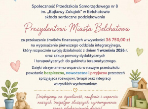 Nasze Przedszkole się zmienia- dziękujemy za okazane wsparcie!