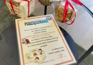 Podziękowania od grupy i przedszkola .