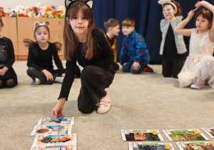 Dziewczynka układa przybory dla kota